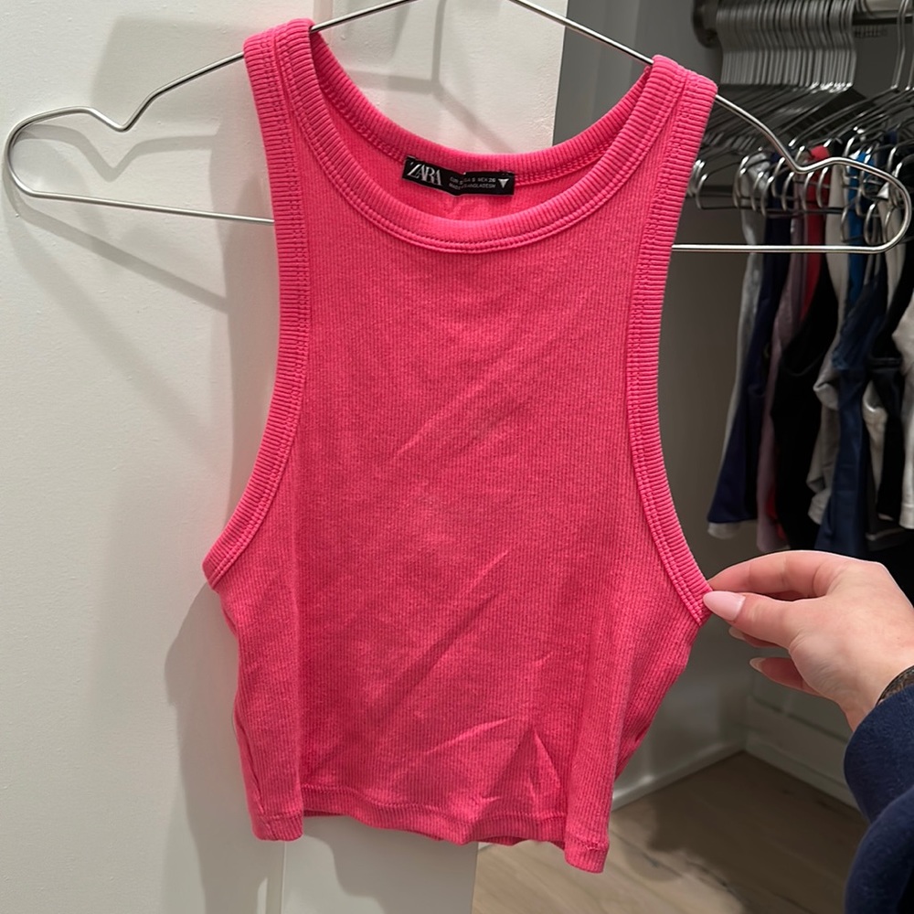 Zara pink cropped tank💓